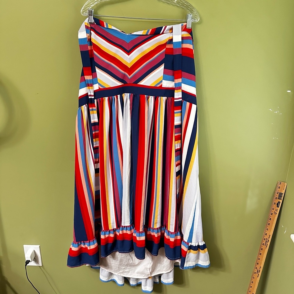 ModCloth Halter Dress Frequent Piquant‎ Striped Sz 4X Midi Smocked Colorful